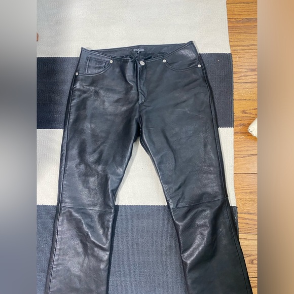 Y2K Heart Moon Star black leather pants size 6 - Picture 6 of 12